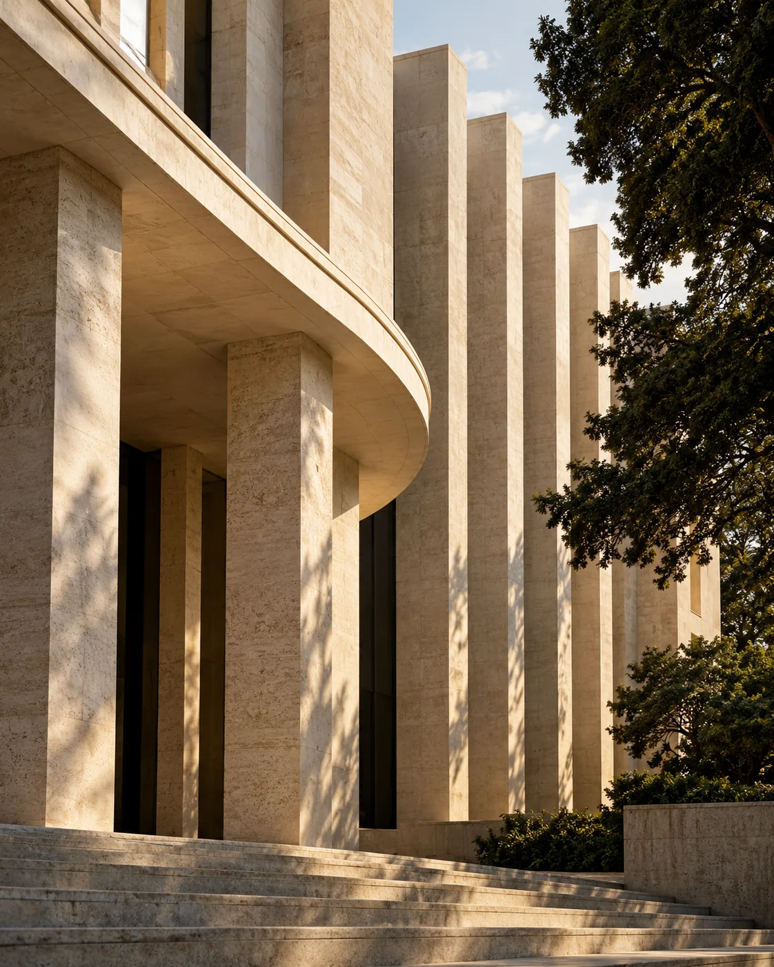 Sunlit architectural lines and sandstone — a visual study in balance